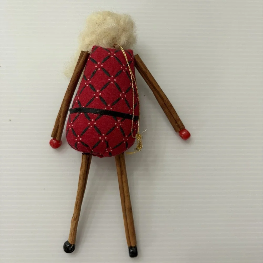 Vintage Handmade Cinnamon Stick Santa Christmas Tree Ornament Primitive Folk Art